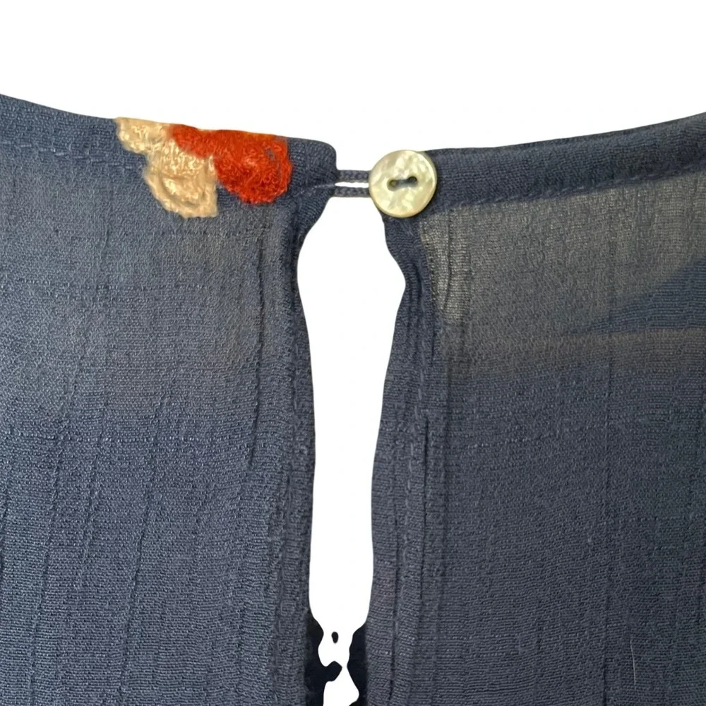 Fig and Flower Women Blue Embroidered Floral Peasant Blouse XL Long Sleeve Boho - Picture 16 of 16